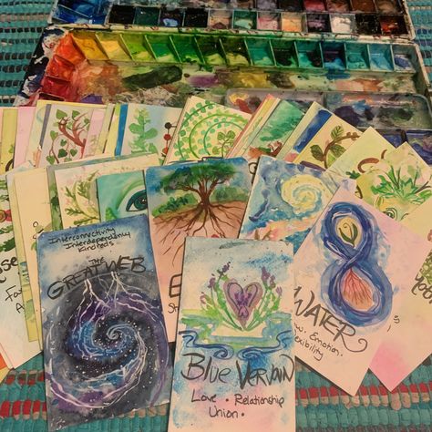 How To Make Your Own Tarot Deck, Make Your Own Tarot Deck, Handmade Oracle Cards, Create Your Own Tarot Deck, Tarot Deck Art, Handmade Tarot Cards, Diy Oracle Cards, Reflection Cards, Tarot Inspiration