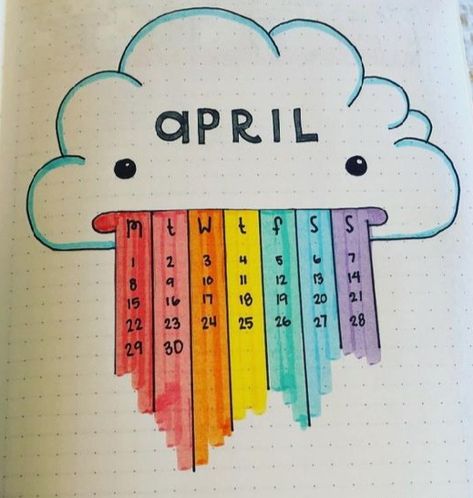 Bullet Journal Easy, April Bullet Journal, School Book Covers, Bullet Journal Ideas Templates, Journal Inspiration Writing, Calendar Craft, Creating A Bullet Journal, Bullet Journal Paper, Bulletin Journal Ideas