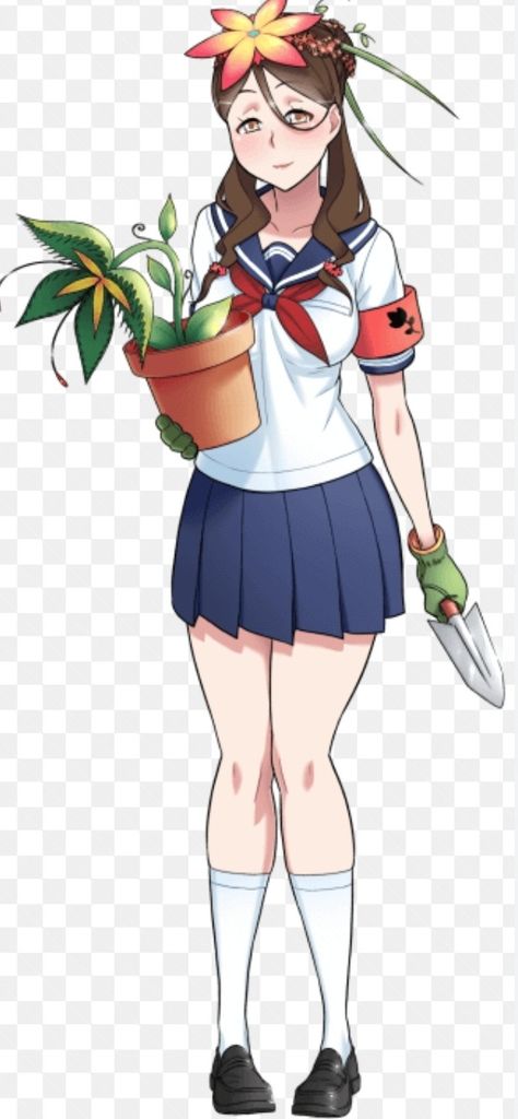 Uekiya Engeika: she's kinda annoying since she'll give you a game over if you try to steal her keys but tbh she's kinda cute and evilly looking. Steal Her Look, Yandere Simulator Characters, Yandere Simulator, South Park