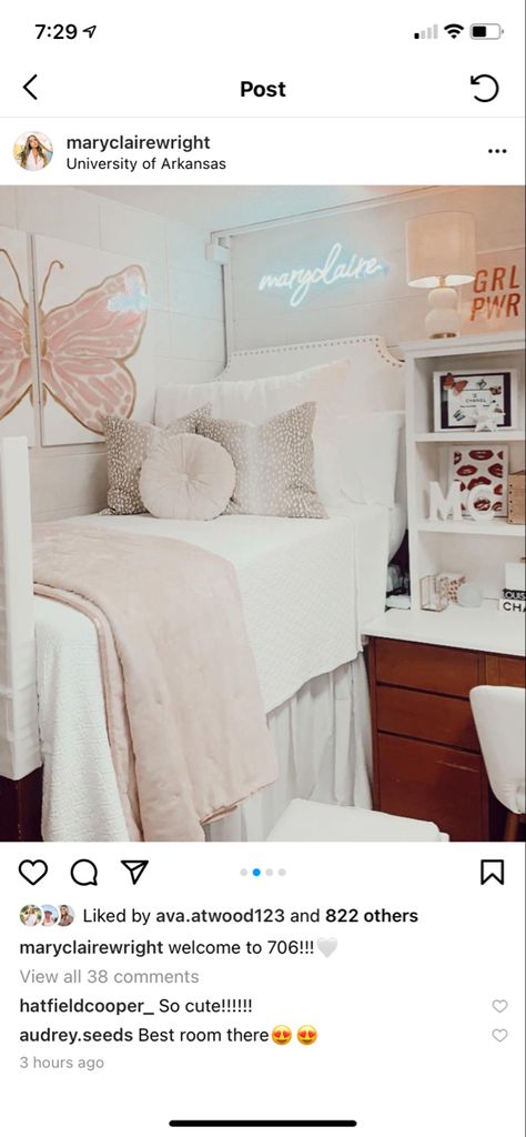 University Of Arkansas Dorm Room Ideas, Arkansas Dorm Room, University Of Arkansas Dorm, Dorm Room Designs, Dorm Room Ideas, Future Apartment Decor, College Tips, Dorm Ideas, University Of Arkansas