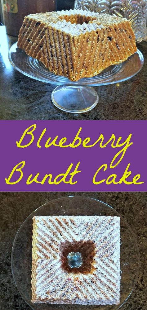 Blueberry Bundt Cake Recipe - with Lemon Powdered Sugar Blueberry Bundt Cake Recipes, Vegan Vegetable Recipes, Lemon Bundt Cake Recipe, Blueberry Bundt, Blueberry Bundt Cake, Bundt Cake Recipe, Lemon Bundt Cake, Recipes With Few Ingredients, Sugar Cake