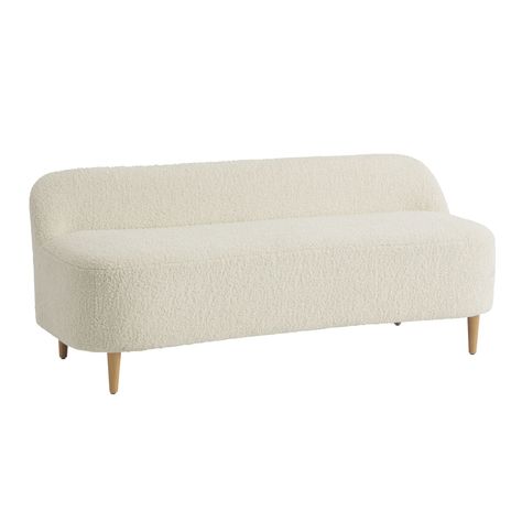 Ivory Faux Sherpa Low Back Priscilla Settee - World Market Affordable Area Rugs, White Planters, Metal Coffee Table, Cute Home Decor, Affordable Home Decor, Settee, World Market, Ottoman Bench, Cheap Home Decor