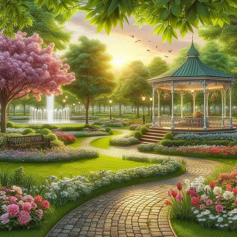 Gazebo Art, Server Profile, Fairy Romance, Invite Background, Paris History, Anime House, Anime Kingdom, Fantasy Garden, Home Greenhouse