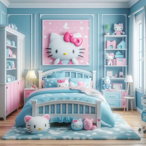 Sanrio Bedroom, Hello Kitty Bedroom, Toddler Bedroom Girl, Kids Room Interior Design, Making Fabric Flowers, Baby Room Themes, Hello Kitty Rooms, Visual Board, Kids Interior Room