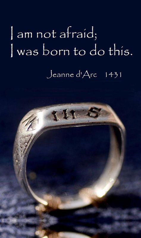 Joan of Arc's ring is a symbol, a relic, that has been held prisoner in England for 600 years. It’s a small ring which does not appear of much value, but it has extraordinary symbolic significance for the French and we had to get it back. READ: https://www.theguardian.com/world/2016/aug/26/joan-of-arc-ring-stays-in-france-after-appeal-to-queen Joan Of Arc Art Tattoo, Joan Of Arc Symbol, Joan Of Arc Draw, And Now I Know How Joan Of Arc Felt, Joan Of Arc Necklace, French Theme, Joan Of Arc, Small Rings, Power Of Prayer