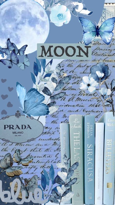 #blue #blueaesthetic #moon #flowers #butterfly Baby Blue Butterfly, Moon Flowers, Blue Butterfly Wallpaper, Flowers Butterfly, Vintage Journal, Moon Flower, Butterfly Wallpaper, Phone Themes, Ipad Wallpaper