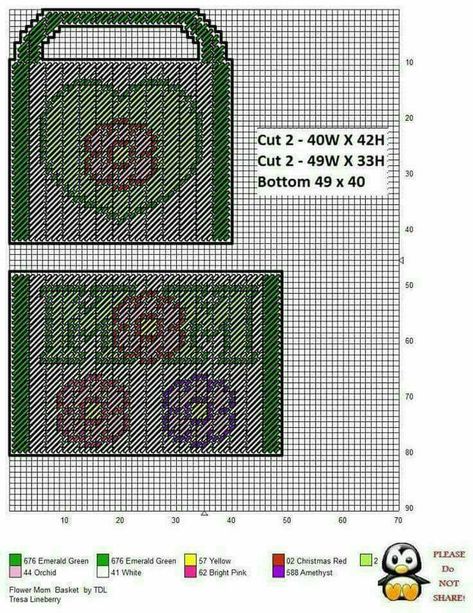 Plastic Canvas Mothers Day Patterns, Canvas Basket, Abc School, Owl Moon, School Boxes, Yarn Patterns, Canvas Totes, Flower Baskets, Plastic Canvas Patterns Free