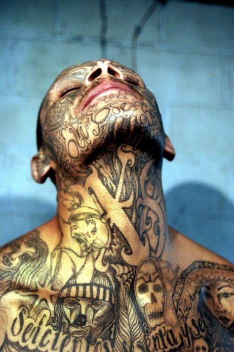 AmazingInk 18th Street Gang, Gang Tattoos, Prison Tattoos, Full Body Tattoo, Face Tattoos, Tattoo Cover-up, Tattoo Blog, Chest Tattoo, Lowrider