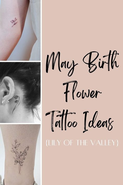 May Birth Flower Tattoo Ideas {Lily of the Valley} - Tattoo Glee Tattoo Of May Birth Flower, Tattoo For May Birthday, Lilly Of The Valley Tattoo Birth Flower With Name, Birth Flower May Tattoo, Lily Of Valley Flower Tattoo, Women’s Flower Tattoos, May Birth Month Flower Tattoo, May Birth Tattoo Ideas, May Month Flower Tattoo