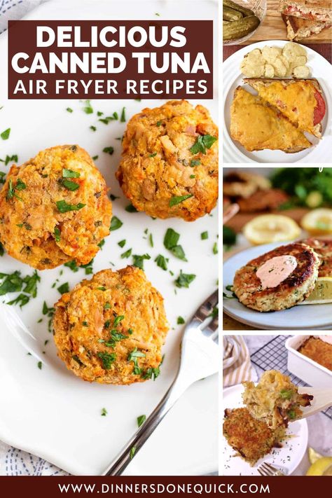 Craving a tasty and hassle-free meal? Look no further! My article features the ultimate collection of canned tuna air fryer recipes that will blow your taste buds away. From crispy tuna cakes to flavorful melts, these recipes are a game-changer. #DinnersDoneQuick #TunaRecipes #CannedTuna #CannedTunaRecipes #WhattoMakewithCannedTuna #CannedTunaFishRecipes #RecipeswithCannedTuna #EasyCannedTunaRecipes #CannedTunaIdeas #TunaFish #AirFryerRecipes #QuickAndEasyMeals #RecipeIdeas Tuna Cakes Recipe Air Fryer, Canned Tuna Air Fryer Recipes, Tuna Nuggets Air Fryer, Tuna Cakes Air Fryer, Tuna Air Fryer Recipes, Tuna Air Fryer, Retro Meals, Tuna Balls Recipe, Tinned Tuna Recipes