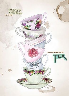 Mellow Monday: Morning Tea - *Lovely Clusters - The Pretty Blog Teacup Tattoo, Tea Cup Art, Cup Art, Tableau Art, Tea Art, My Cup Of Tea, Tea Lover, Tea Time, Tea Party