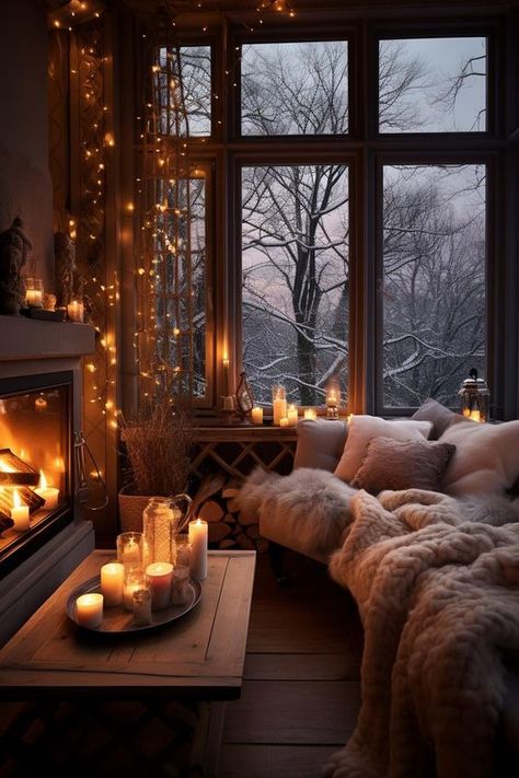 21+ Cozy Winter Home Decor Ideas to Keep Your Space Warm and Stylish Winter Cuddles, Peaceful Room, Christmas Cosy, Cozy Winter Decor, Winter Living Room, Lights Aesthetic, Modern Rustic Living Room, Winter Decorations Diy, Lakefront Property