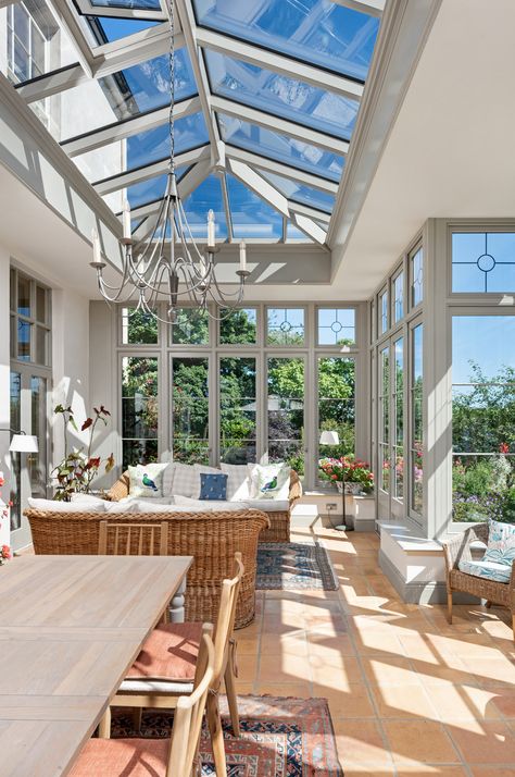 Orangeries Extension, Orangery Extension Kitchen, Orangery Roof, Kitchen Orangery, Orangery Extension, Conservatory Design, Conservatory Garden, Roof Lantern, Country House Interior