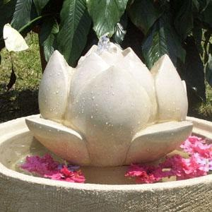 Pottery Water Fountain, Clay Fountain, Lotus Fountain, Outdoor Yoga Space, Concrete Ornaments, Fountains Indoor, New York Building, Spa Images, Lotus Sculpture