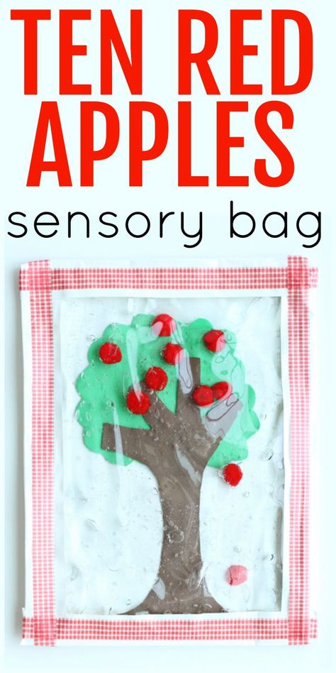 Ten Red Apples Sensory Bag Apple Lesson Plans, Preschool Apple Theme, Apple Lessons, Apple Preschool, Sensory Bag, Apple Activities, Apple Craft, Book Theme, Toddler Classroom