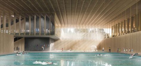 Natatorium Architecture, Swimming Pool Interior, Underground Swimming Pool, Public Swimming Pool, Swimming Pool Plan, Sports Facility Architecture, Swimming Pool Architecture, Indoor Swimming Pool, Civic Center