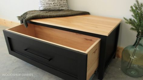 Diy Bench Cushion, Woodshop Diaries, Living Room Addition, Chest Bench, Bedroom Nook, Diy Storage Bench, Bench With Drawers, Entryway Bench Storage, Diy Drawers