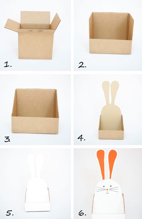 DIY Bunny Shaped Easter Basket Basket Out Of Cardboard, Cardboard Easter Basket, Easter Basket Diy Handmade, Diy Easter Basket Ideas Handmade, Easter Box Ideas, Peppa Pig Easter Basket, Yarn Easter Basket, Easter Photo Frames, Easter Diy Kids