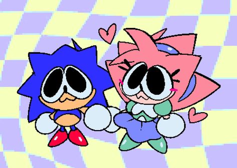 Cute Sonic Art, Dr Stein Pfp, Sonic And Amy Fanart, Metal Sonic X Amy, Sonic Doodle, Sonic Chibi, Sonamy Fanart, Sonic Matching Pfp, Sonic Kawaii