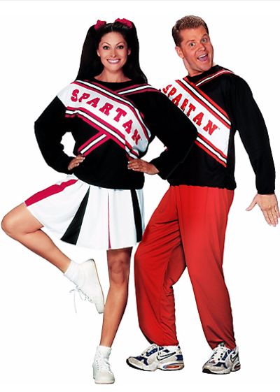 14 Halloween Costumes For Couples Who Ain't Got Time For DIY Snl Halloween Costumes, Spartan Cheerleader Costume, Snl Spartan Cheerleaders, Snl Halloween, Spartan Cheerleaders, Halloween Costumes Couple, Last Minute Couples Costumes, Costumes Homemade, Zombie Costumes