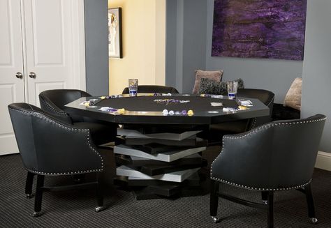 Poker Table Ideas, Poker Table And Chairs, Custom Poker Tables, Table With Chairs, Paint Wallpaper, Family Dining Rooms, Poker Room, Paint Inspiration, Man Room