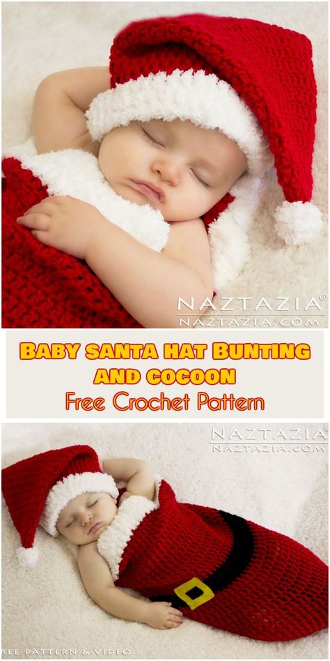 Santa Hat Free Crochet Patterns Crochet Santa Hat Free Pattern, Crochet Baby Cocoon Pattern, Crochet Pouches, Baby Santa Hat, Baby Cocoon Pattern, Santa Hat Pattern, Crochet Santa Hat, Crochet Baby Blanket Beginner, Crochet Christmas Hats