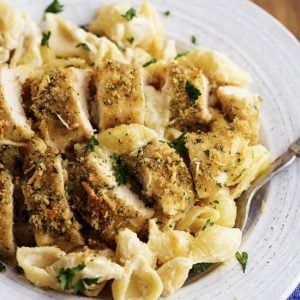 Garlic Crusted Chicken, Alfredo Shells, Pasta And Chicken, Chicken With Garlic, Pasta Recipes Alfredo, The Recipe Critic, Recipe Critic, Parmesan Crusted Chicken, Homemade Alfredo Sauce