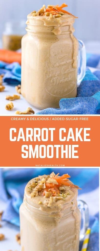 Donut Cakes, Carrot Cake Dessert, Sugar Free Carrot Cake, Smoothie Bowl Vegan, Lighter Recipes, Carrot Cake Smoothie, Banana Frozen, Carrot Smoothie, Menu Sarapan Sehat