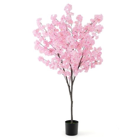 Plant Indoor Decor, Artificial Cherry Blossom Tree, Tree Faux, Fake Trees, Blooming Trees, Floor Plants, Cement Pots, Plant Decor Indoor, Potted Trees