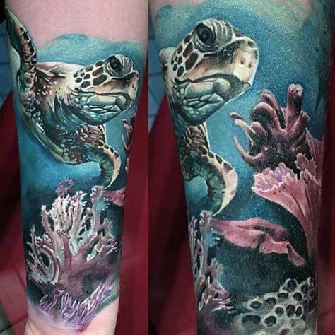 20+ Best Turtle Tattoo Designs For Guys | PetPress Area 51 Tattoo, Sea Turtle Tattoos, Sea Tattoo Sleeve, Tattoo Turtle, Underwater Tattoo, Tortoise Tattoo, Ocean Sleeve Tattoos, Arm Wrap Tattoo, Turtle Tattoos