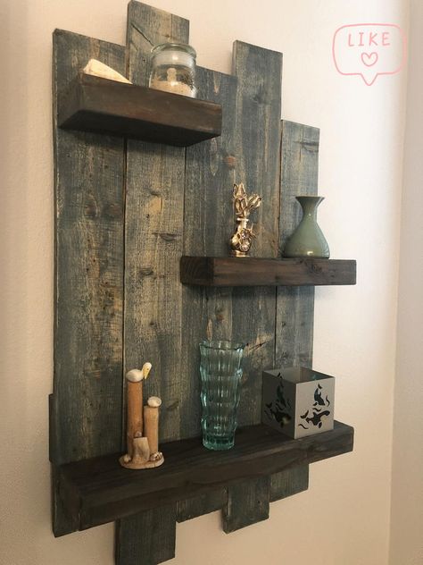 Reclaimed Wooden Shelf/Pallet Shelf Plank Shelf/Rustic | Etsy Wall Shelf Bathroom, Shelf Pallet, Reclaimed Wood Shelf, Pallet Shelf, Diy Wood Pallet Projects, Rustic Wooden Shelves, Barn Wood Projects, Barn Wood Crafts, Reclaimed Wood Shelves