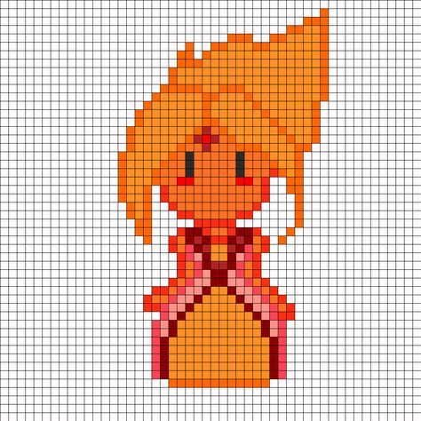 Chibi Flame Princess bead pattern Adventure Time Flame Princess, Pokemon Cross Stitch Patterns, Pokemon Cross Stitch, Flame Princess, Fuse Bead Patterns, Easy Pixel Art, Pixel Art Templates, Pattern Maker, Diy Perler Bead Crafts