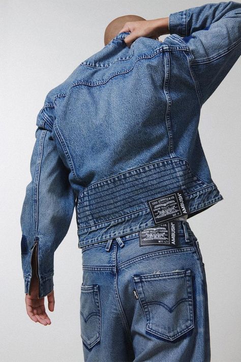 AMBUSH® Releases Part 2 of Levi's Collaboration | Hypebeast High Fashion Photoshoot, Denim Photoshoot, Denim Editorial, Fashion Designing Course, Denim Jacket And Jeans, Levis Outfit, Party Photoshoot, High Fashion Photography, The Black Label