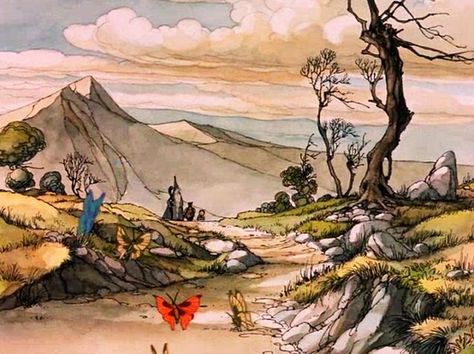 The Hobbit Cartoon, The Hobbit Animated, The Hobbit 1977, Alan Lee, Hobbit Art, Middle Earth Art, There And Back Again, Tolkien Art, Lotr Art