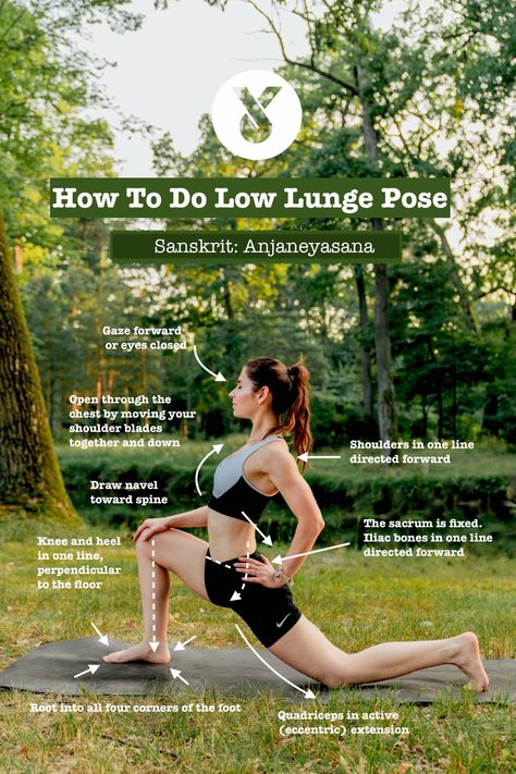 Low Lunge Pose, Anjaneyasana, stretching yoga poses Low Lunge, Lunge Alternative Exercise, Backbend Yoga Poses, Crescent Lunge Yoga Pose, Courtesy Lunge, Low Lunge Yoga Variation, Yoga Backbend, Neck Injury, Lower Back Muscles