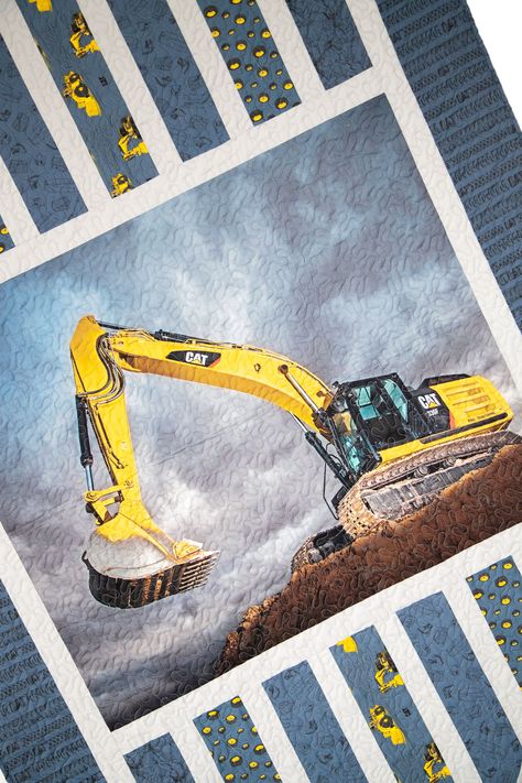 CAT® – Reflections Quilt – Riley Blake Designs Riley Blake Panel Quilt Patterns, Excavator Quilt Pattern, Cat Construction, Quilt Collection, Panel Quilt Patterns, Caterpillar Equipment, Cat Excavator, Fabric Panel Quilts, Kids Quilts