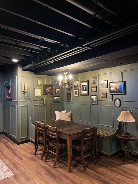 An English Pub Inspired Basement Renovation Speakeasy Basement Ideas Home Bars, Basement Speakeasy Bar, English Pub Basement, Pub Style Basement Bar, Basement Speakeasy Home, Basement Speakeasy Ideas, Speakeasy Basement Ideas, English Pub Interior, English Pub Decor