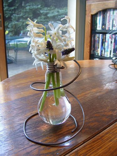 light bulb vase Light Bulb Terrarium, Light Bulb Vase, Diy Light Bulb, Bed Spring Crafts, Light Bulb Art, Light Bulb Crafts, Small Space Interior Design, Bulb Vase, Stained Glass Light