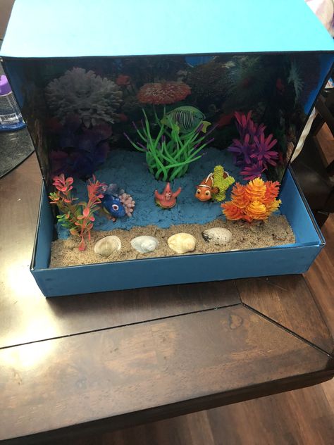 Ocean Shoe Box Project, Shoe Box Diorama, Ocean Diorama, Diorama Project, Ocean Projects, Box Diorama, Box Project, Kids Projects, Atlantic Ocean