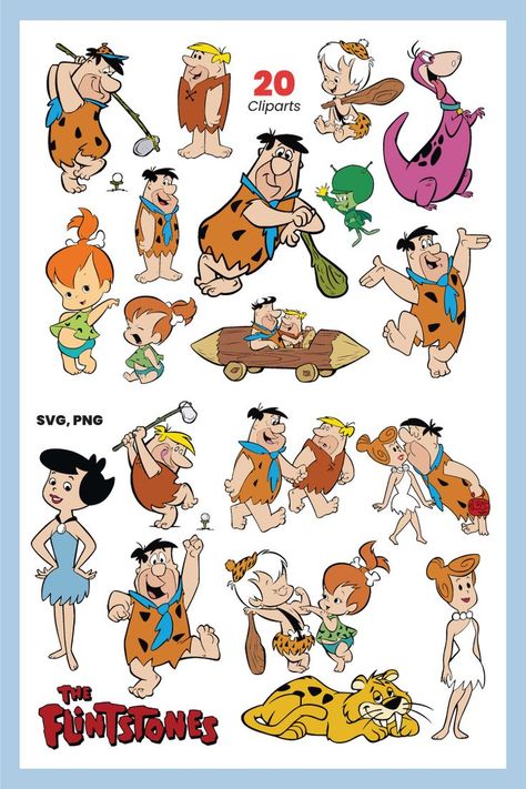 Flinstones SVG PNG Cut Files Flinstones Drawings, Flinstones Tattoo, Flinstones Characters, Svg Characters, Flintstone Cartoon, Cartoon Character Clipart, Weird Stickers, Scrapbook Letters, Face Template