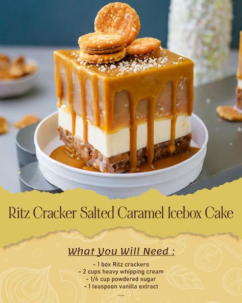 Cooks Recipes Salted Caramel Banana Ritz Icebox Cake, Ritz Cracker Salted Caramel Icebox Cake, Caramel Icebox Cake, Icebox Cake Recipes, Brown Recipe, Ritz Cracker, Summertime Recipes, Salted Caramel Sauce, Icebox Cake