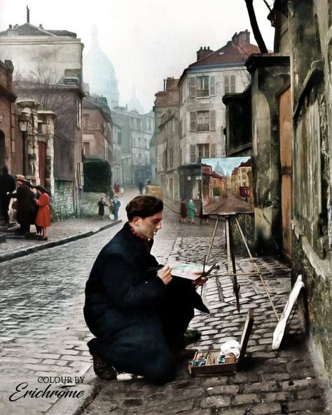 Sceneries Painting, Paris Paintings, Street Painter, Salvador Dali Paintings, Dali Paintings, Vintage France, Montmartre Paris, Old Paris, Street Portrait