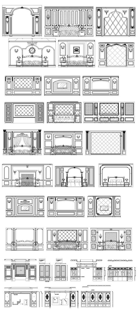 ★【Interior design Neoclassical wall design V2】All kinds of Neoclassica – CAD Design | Free CAD Blocks,Drawings,Details Neoclassical Wall Panelling, Neoclassical Wall Design, Neoclassical Ceiling Design, Wall Modeling Design, Neoclassic Wall Design, Royal Wall Design, Neo Classic Wall Design, Classic Wall Design Interiors, French Wall Design