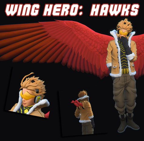 Hawks Hero Costume, Mha Sims 4 Cc, Keigo Takami Hawks, Hawk Wings, Hair Wings, Keigo Takami, Sims 4 Anime, Tumblr Sims 4, Sims Ideas