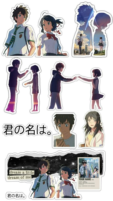 Your Name Stickers Printable, Kawaii Anime Stickers Printable, Anime Sticker Pack Printable, Anime Sticker Sheet, Anime Stickers Pack, Anime Stickers Printable, Ide Jurnal, Kimi No Nawa, Your Name Anime