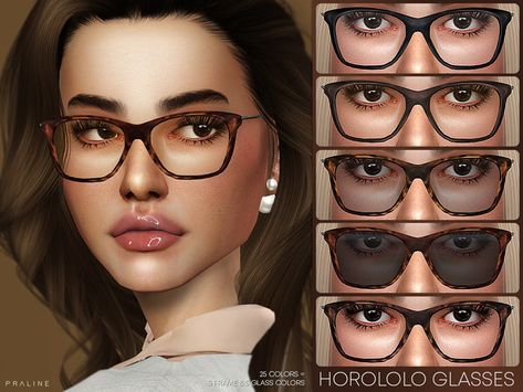 Pralinesims' Horololo Glasses Sims Accessories, Cc Accessories, Cc Makeup, Los Sims 4 Mods, Feminine Accessories, Female Glasses, Female Sims, Sims 4 Piercings, Sims Inspiration