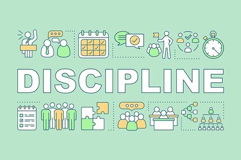 Discipline word concepts banner by Icons Factory on @creativemarket Discipline Word, Hr Management, Self Discipline, Saint Pierre And Miquelon, Soft Skills, Saint Martin, Dream Board, Republic Of The Congo, Teamwork