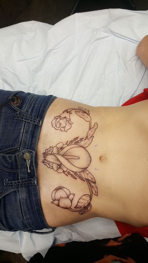 Tummy Tattoo Plus Size, Plus Size Stomach Tattoo, Uterus Tattoo, Plus Size Tattoo, Sink Or Swim Tattoo, Clockwork Tattoo, Plus Size Tattoos, Paper Crane Tattoo, Hogwarts Tattoo