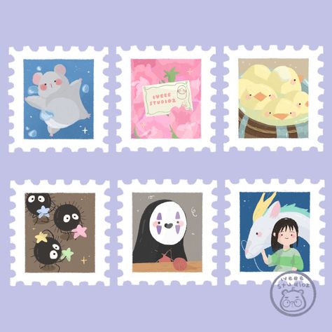 Spirited Away stamps inspired by the movie. Beautiful, colorful, and fun stamps perfect for any fan of the Studio Ghibli classic. #spiritedaway #ghibli . #Illustration_Styles #Scrapbook_2024 #Ghibli_Stickers #Widget_Images Cut Pic, Scrapbook Printing, Stickers Design, Studio Ghibli Art, Cute Doodles Drawings, Ghibli Art, Aesthetic Desktop Wallpaper, Anime Girlxgirl, Anime Stickers