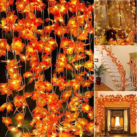 [ Fall Thanksgiving Decorations Indoor Outdoor ] Suitable for autumn, Fall, Thanksgiving indoor-outdoor decorations. Easy to install on indoor stair banisters, mantel, bedroom walls, floors, ceilings, outdoor trees, lawn, stair railings, living room, window, garden,weddings,etc. Fall Leaf Wedding Decorations, Cozy Fall Party Decor, Fall Bday Decor, Fall Ceiling Decorations, Fall Themed Dance, Fall School Dance Decorations, Fall Formal Decorations Dance, Fall Homecoming Decorations, October Wedding Ideas Outdoor